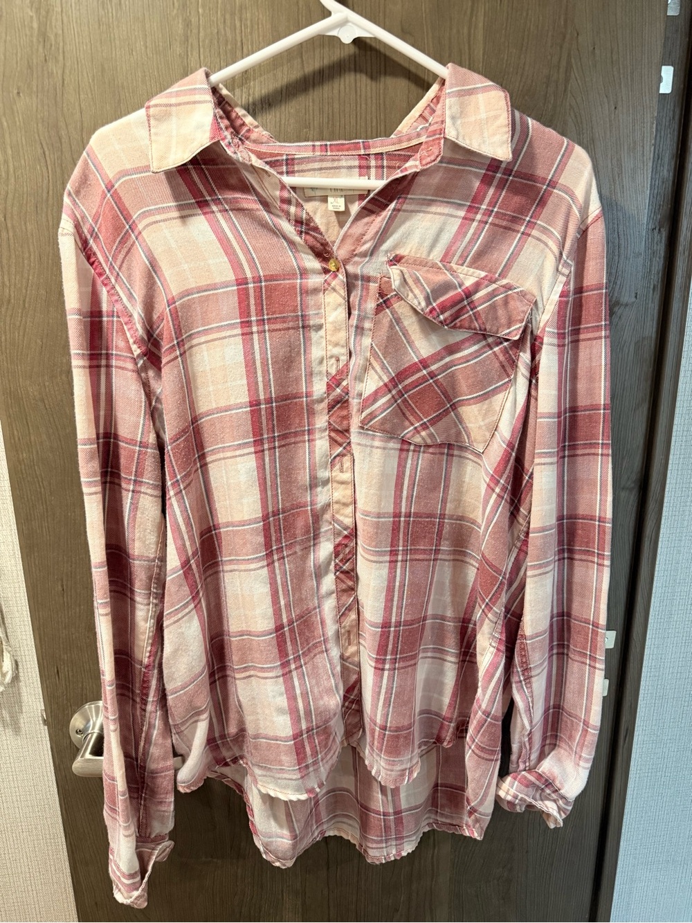 Love Pink and Cream Plaid Button-Down Shirt